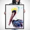 Brown pelican watercolor painting, limited edition art print by Slaveika Aladjova, view 4