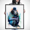 Crested macaque watercolor painting, limited edition art print by Slaveika Aladjova, view 2