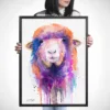 Colorful sheep watercolor painting, limited edition art print by Slaveika Aladjova, view 3