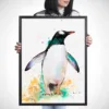 Gentoo penguin watercolor painting, limited edition art print by Slaveika Aladjova, view 3