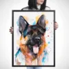 German Shepherd watercolor painting, limited edition art print by Slaveika Aladjova, view 4