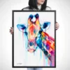 Giraffe watercolor painting, limited edition art print by Slaveika Aladjova, view 3