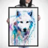 Arctic wolf watercolor painting, limited edition art print by Slaveika Aladjova, view 4