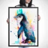 Little blue penguin watercolor painting, limited edition art print by Slaveika Aladjova, view 3
