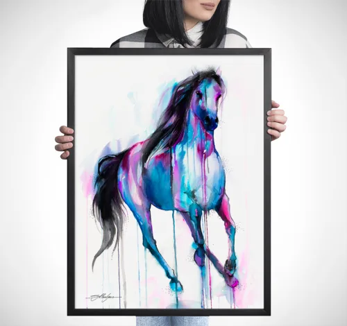 Magical horse watercolor painting, limited edition art print by Slaveika Aladjova