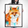 Sitting red fox watercolor painting, limited edition art print by Slaveika Aladjova, view 4