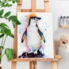 Chinstrap penguin watercolor painting, limited edition art print by Slaveika Aladjova, view 2