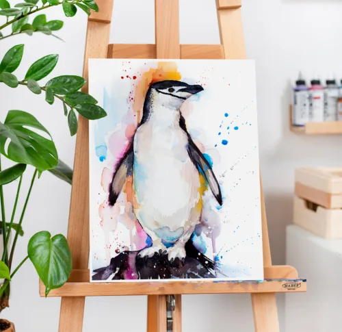 Chinstrap penguin watercolor painting, limited edition art print by Slaveika Aladjova, view 2