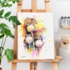 Two harvest mice on poppy seed heads, watercolor painting, limited edition art print by Slaveika Aladjova, view 3