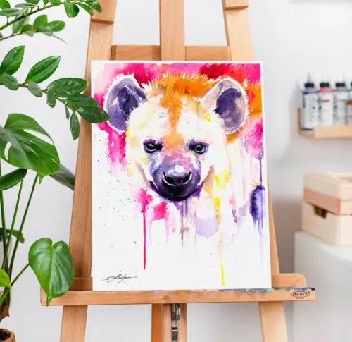 Slaveika-Aladjova-Art-2 Spotted hyena watercolor painting, limited edition art print by Slaveika Aladjova