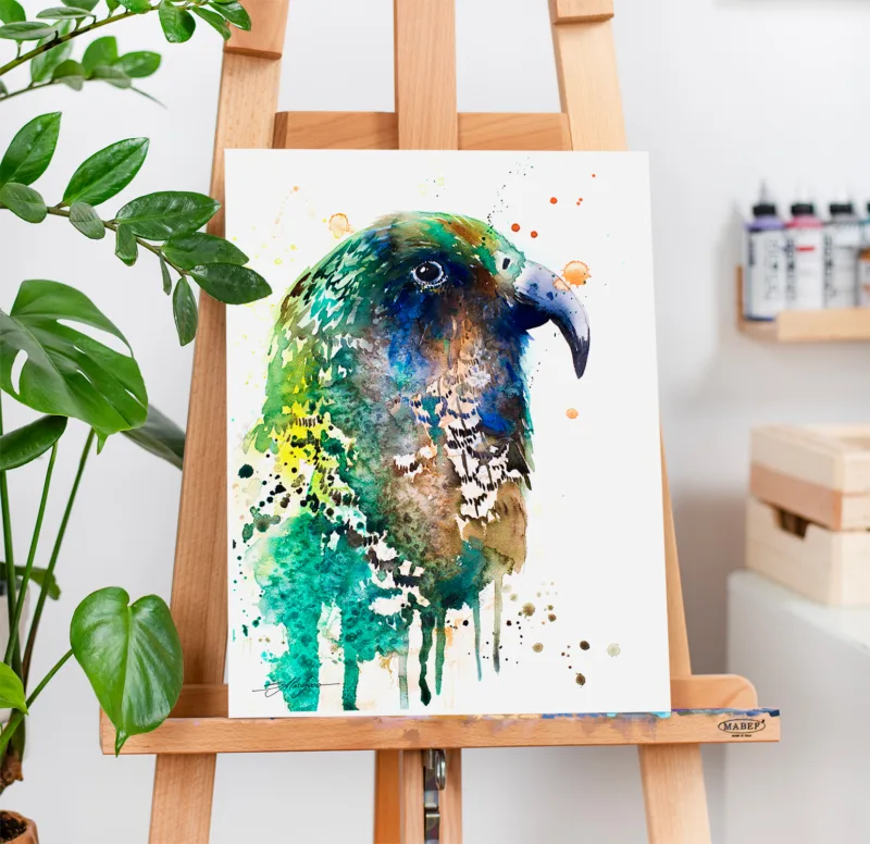 Kea watercolor painting, limited edition art print by Slaveika Aladjova, view 2