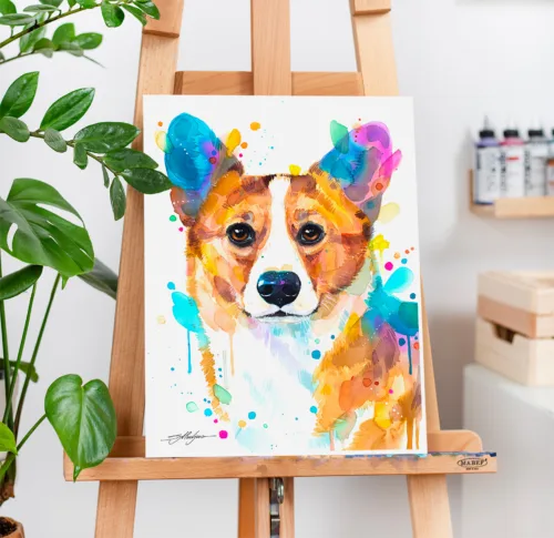 Pembroke Welsh Corgi watercolor painting, limited edition art print by Slaveika Aladjova