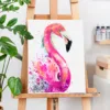 Pink flamingo watercolor painting, limited edition bird art print by Slaveika Aladjova