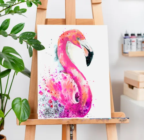 Pink Flamingo watercolor painting print by Slaveika Aladjova Pink flamingo watercolor painting, limited edition bird art print by Slaveika Aladjova