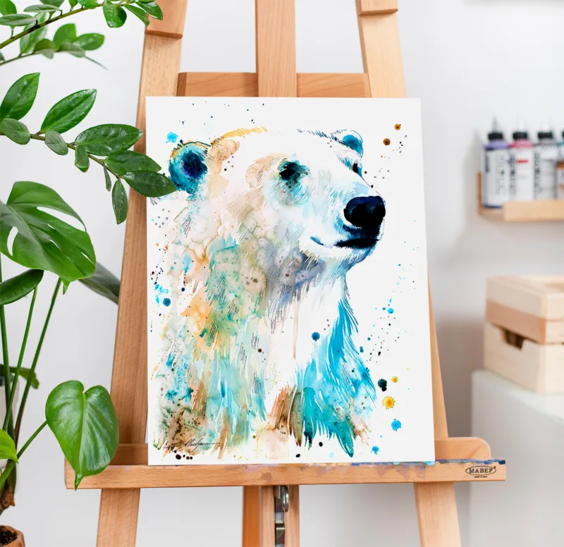 Polar bear watercolor painting, limited edition art print by Slaveika Aladjova