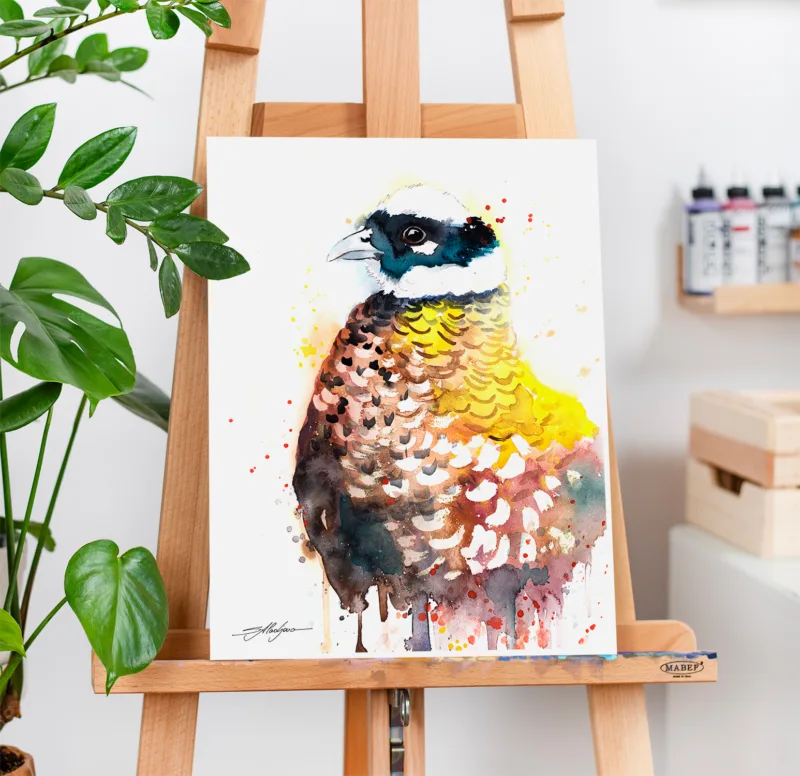 Reeves's pheasant watercolor painting, limited edition art print by Slaveika Aladjova, view 3