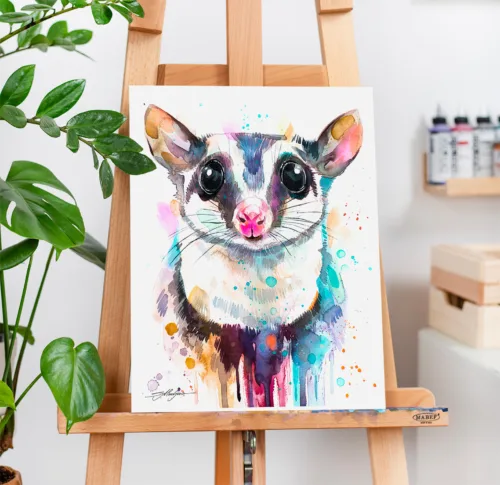 Sugar glider Sugar glider watercolor painting, limited edition art print by Slaveika Aladjova