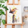 Wren watercolor painting, limited edition art print by Slaveika Aladjova, view 3