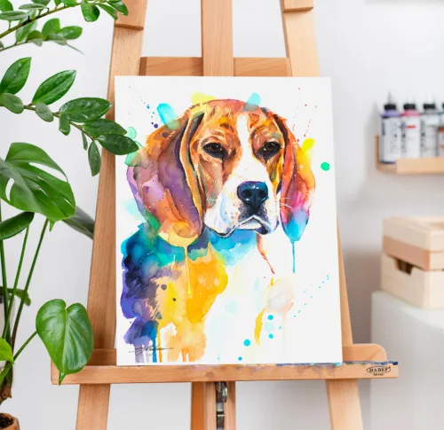 Beagle watercolor painting, limited edition art print by Slaveika Aladjova