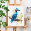 Blue jay watercolor painting, limited edition art print by Slaveika Aladjova, view 2