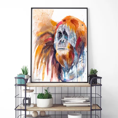 Slaveika-Aladjova-Art-20 Sumatran orangutan watercolor painting, limited edition art print by Slaveika Aladjova