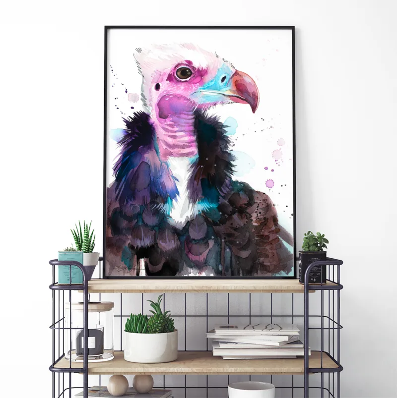 White-headed vulture watercolor painting, limited edition art print by Slaveika Aladjova, view 4