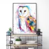 Barn owl watercolor painting, limited edition art print by Slaveika Aladjova, view 3