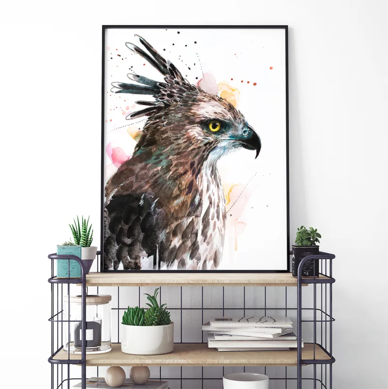 Changeable hawk-eagle watercolor painting, limited edition art print by Slaveika Aladjova, view 4