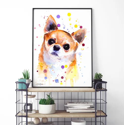 Chihuahua watercolor painting, limited edition art print by Slaveika Aladjova, view 2