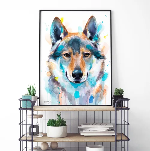 Czechoslovakian Wolfdog Czechoslovakian Wolfdog watercolor painting, limited edition art print by Slaveika Aladjova
