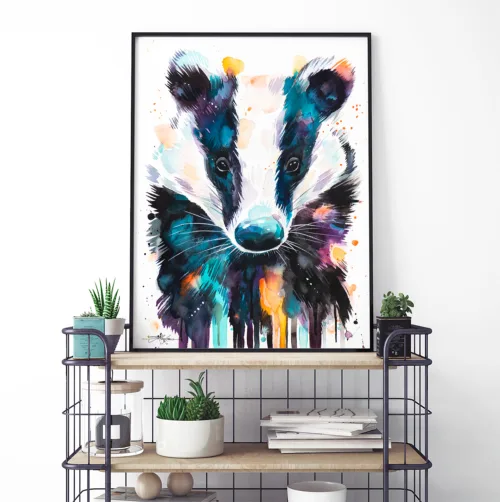 European Badger watercolor painting print European badger watercolor painting, limited edition art print by Slaveika Aladjova