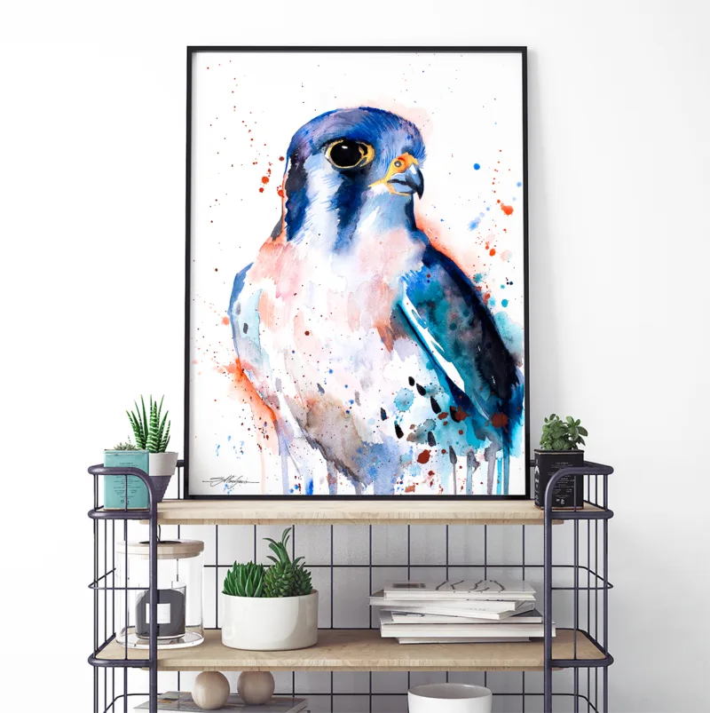 American kestrel watercolor painting, limited edition art print by Slaveika Aladjova, view 4