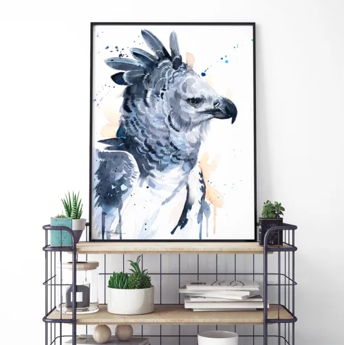 Harpy eagle watercolor painting, limited edition art print by Slaveika Aladjova
