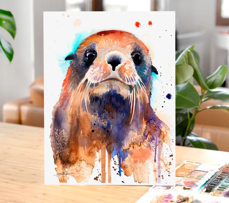Fur seal watercolor painting, limited edition art print by Slaveika Aladjova, view 2