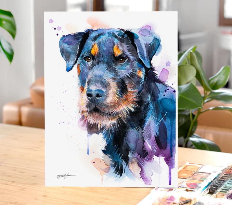 Jagdterrier watercolor painting, limited edition art print by Slaveika Aladjova, view 4
