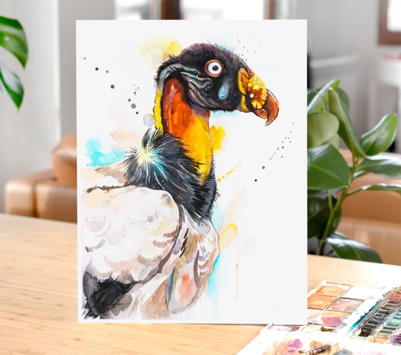 King vulture watercolor painting, limited edition art print by Slaveika Aladjova, view 2