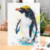 Macaroni penguin watercolor painting, limited edition art print by Slaveika Aladjova, view 2