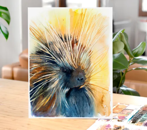 Slaveika-Aladjova-Art-3 North American porcupine watercolor painting, limited edition art print by Slaveika Aladjova