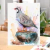 Red-legged partridge watercolor painting, limited edition art print by Slaveika Aladjova