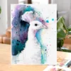White peacock watercolor painting, limited edition art print by Slaveika Aladjova, view 2
