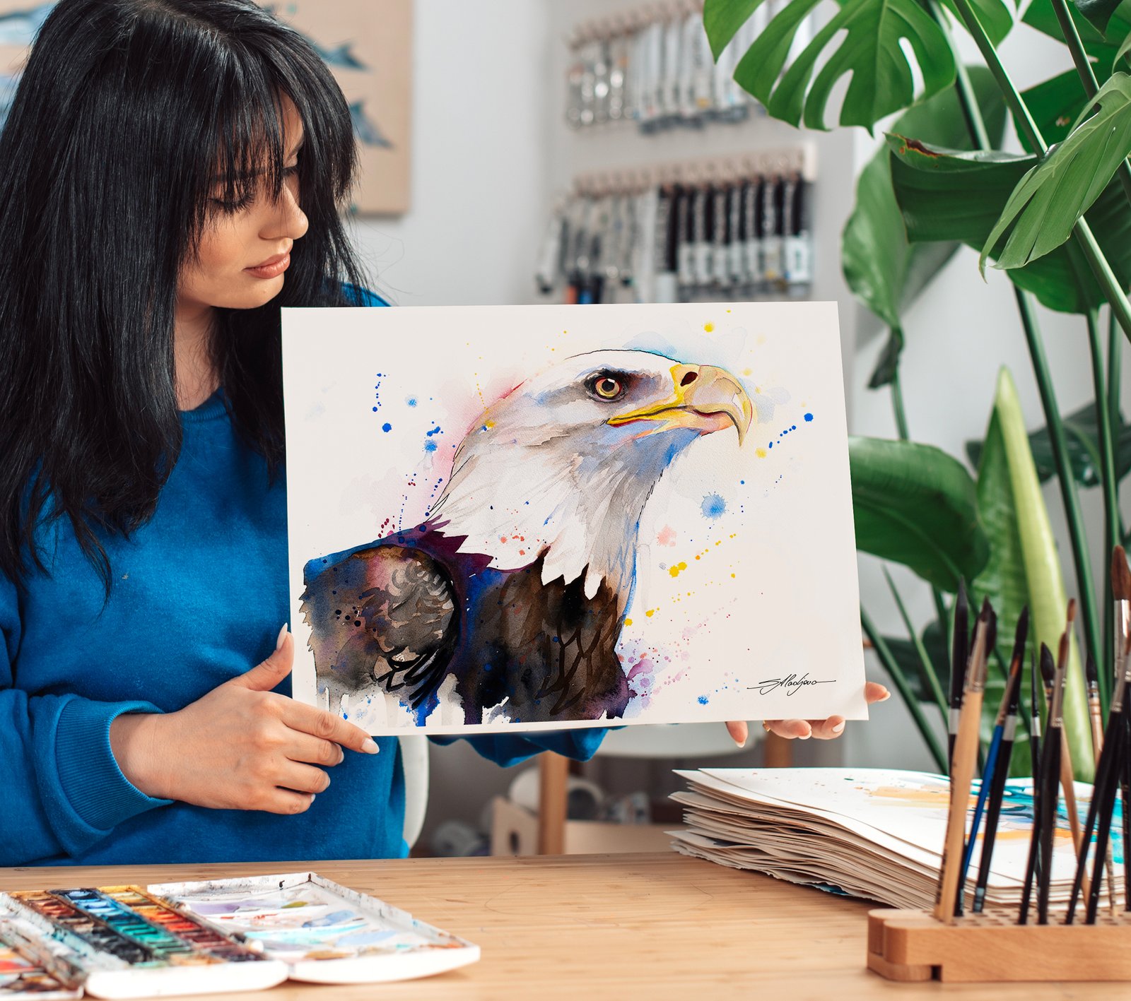 What Collectors Say 32 Bald Eagle head watercolor painting print by Slaveika Aladjova, art, animal, illustration, bird,