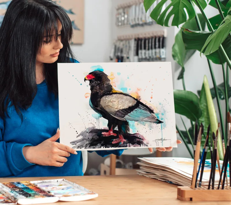 Bateleur eagle watercolor painting, limited edition art print by Slaveika Aladjova