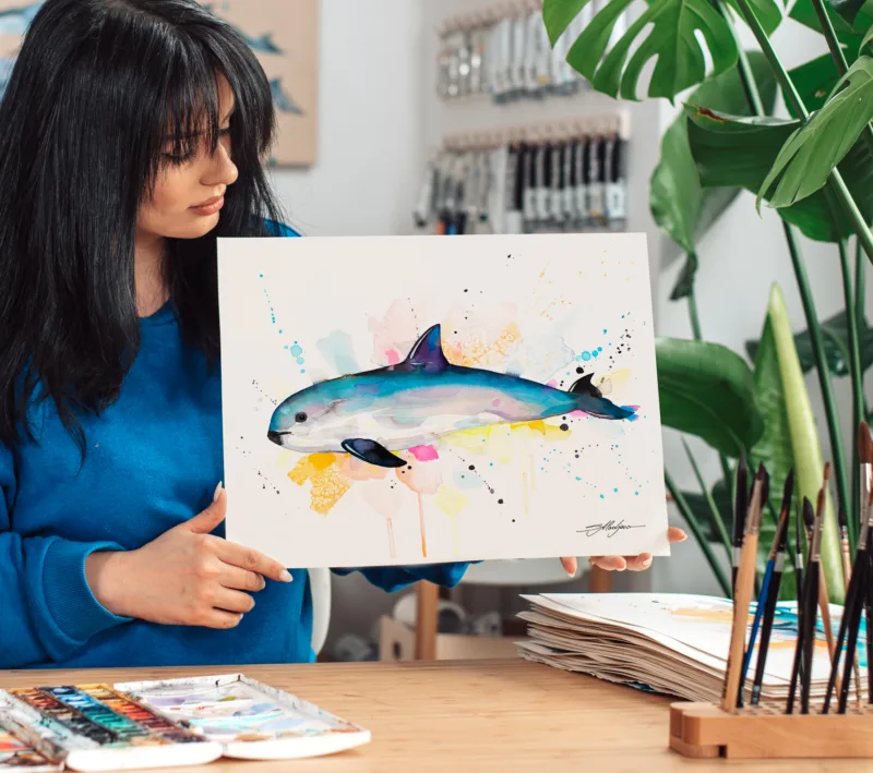 Vaquita watercolor painting, limited edition art print by Slaveika Aladjova