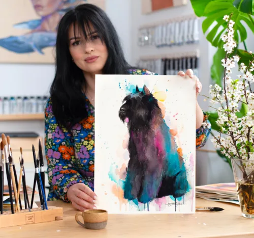 Bouvier des Flandres watercolor painting, limited edition art print by Slaveika Aladjova