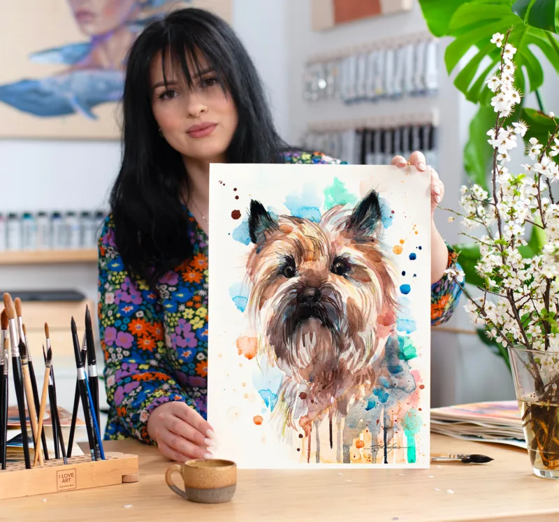 Cairn Terrier watercolor painting, limited edition art print by Slaveika Aladjova, view 3