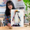 Chinstrap penguin watercolor painting, limited edition art print by Slaveika Aladjova, view 3