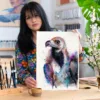 Cinereous vulture, Eurasian black vulture, watercolor painting, limited edition art print by Slaveika Aladjova, view 4