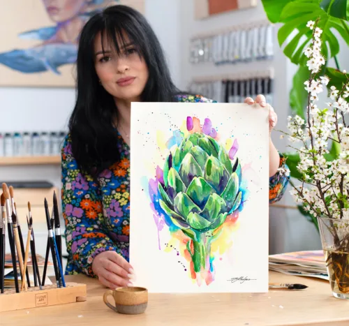 Artichoke watercolor painting print by Slaveika Aladjova Artichoke watercolor painting, limited edition art print by Slaveika Aladjova
