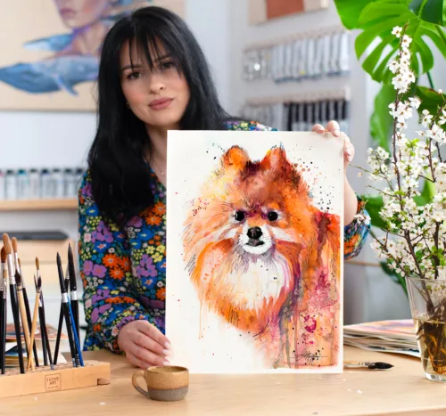 Pomeranian watercolor painting print by Slaveika Aladjova Pomeranian watercolor painting, limited edition art print by Slaveika Aladjova