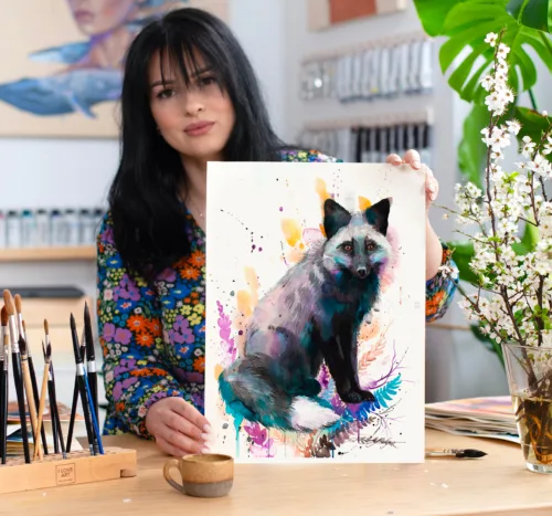 Silver fox watercolor painting print by Slaveika Aladjova Silver fox watercolor painting, limited edition art print by Slaveika Aladjova